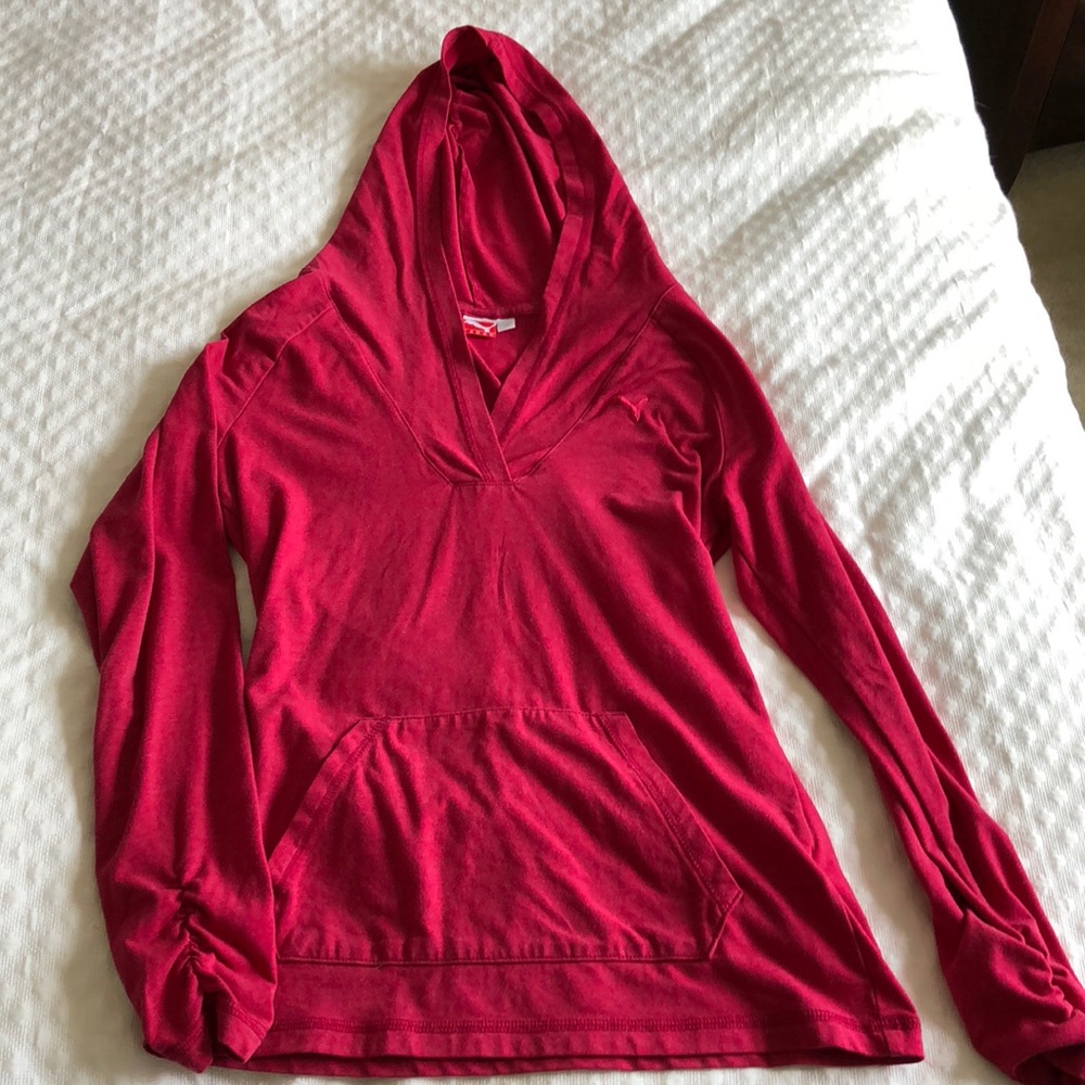 Pink hooded long sleeve tee